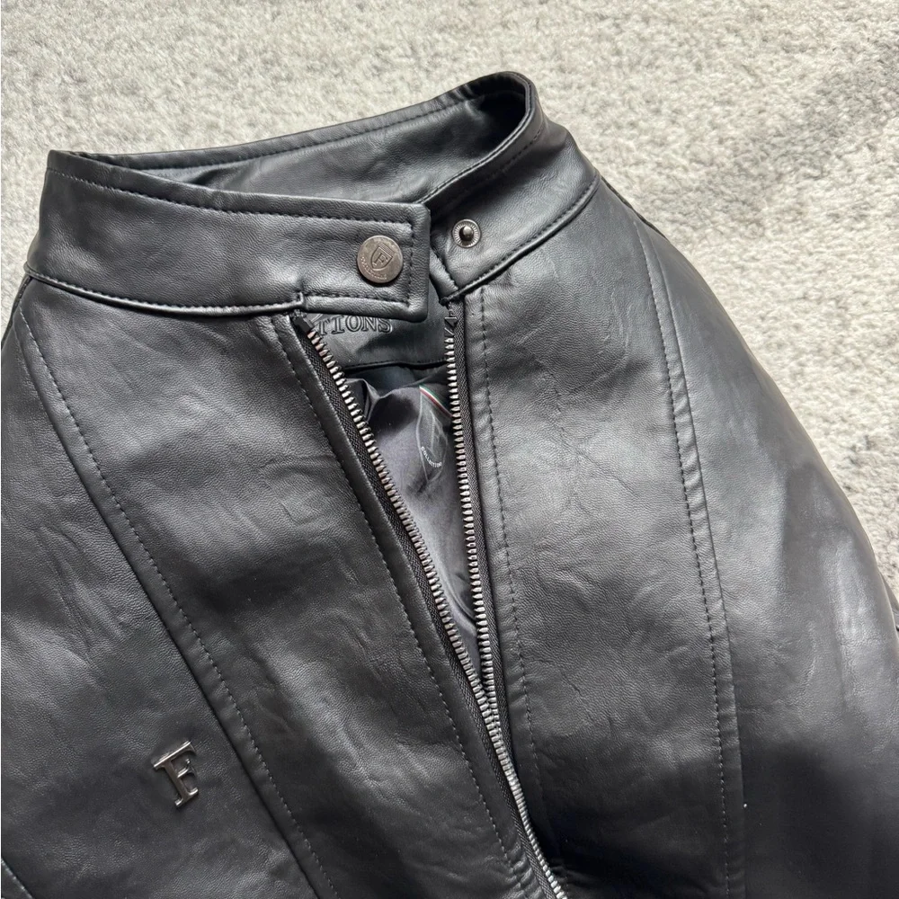 F Collection Black Leather Jacket - Picture 4 of 4